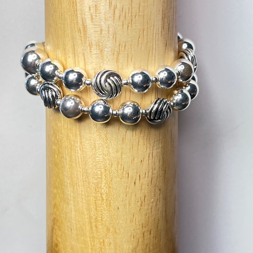 Vintage NRT Silver one 7- 8 inch 2 Strand Bracelet with Lobster Claw Clasp